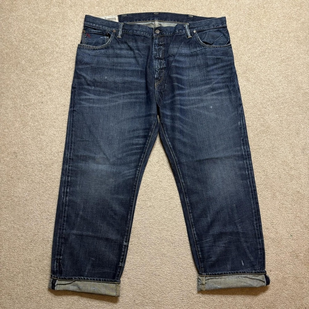Polo Ralph Lauren Selvedge Denim Jeans Mens 44Bx30 Big Tall Straight Whiskers